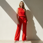 Mouwloze jumpsuit met ronde hals en rechte pijpen