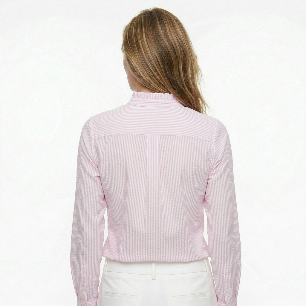 blouse met ruches en opstaande kraag