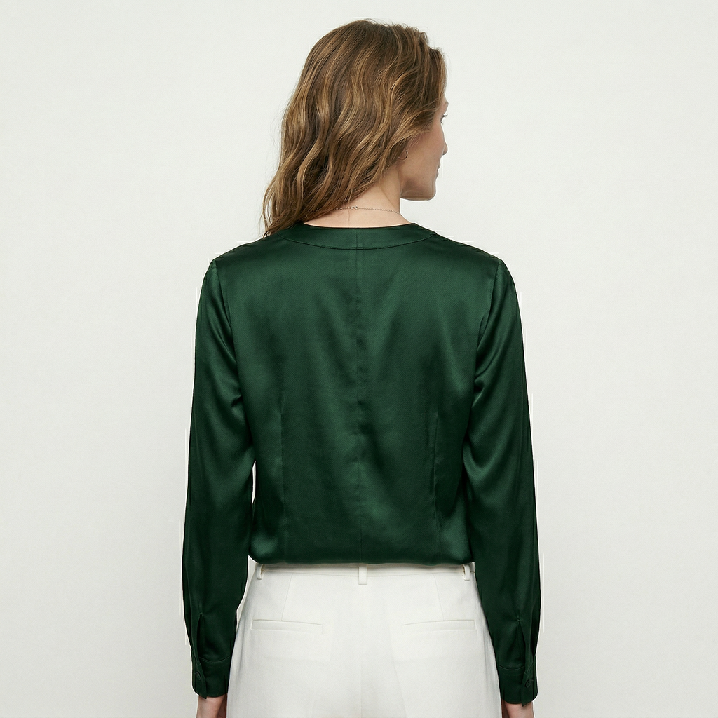 Dames blouse met v-hals en lange mouwen