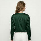 Dames blouse met v-hals en lange mouwen