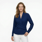 Dames blouse met overslag en v-hals