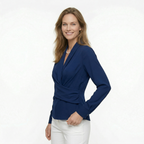 Dames blouse met overslag en v-hals