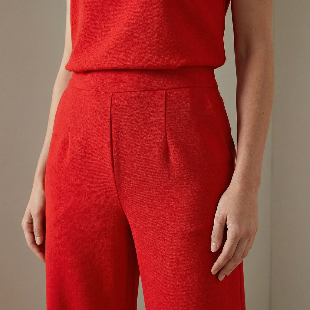 Mouwloze jumpsuit met ronde hals en rechte pijpen