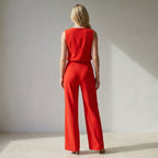 Mouwloze jumpsuit met ronde hals en rechte pijpen