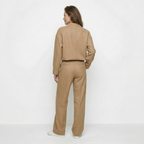 dames set met ronde hals top en rechte broek met hoge taille