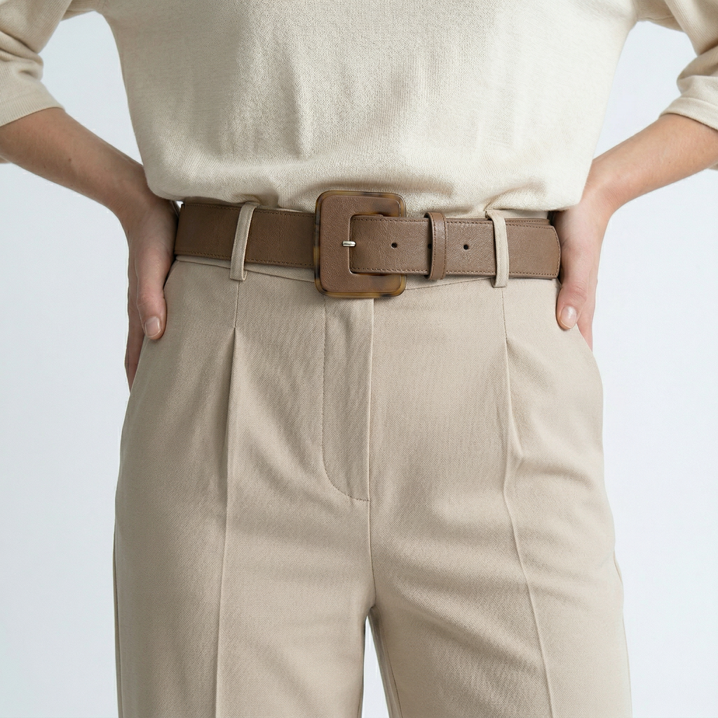 Dames set met ronde hals top en rechte wijde pantalon