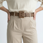 Dames set met ronde hals top en rechte wijde pantalon