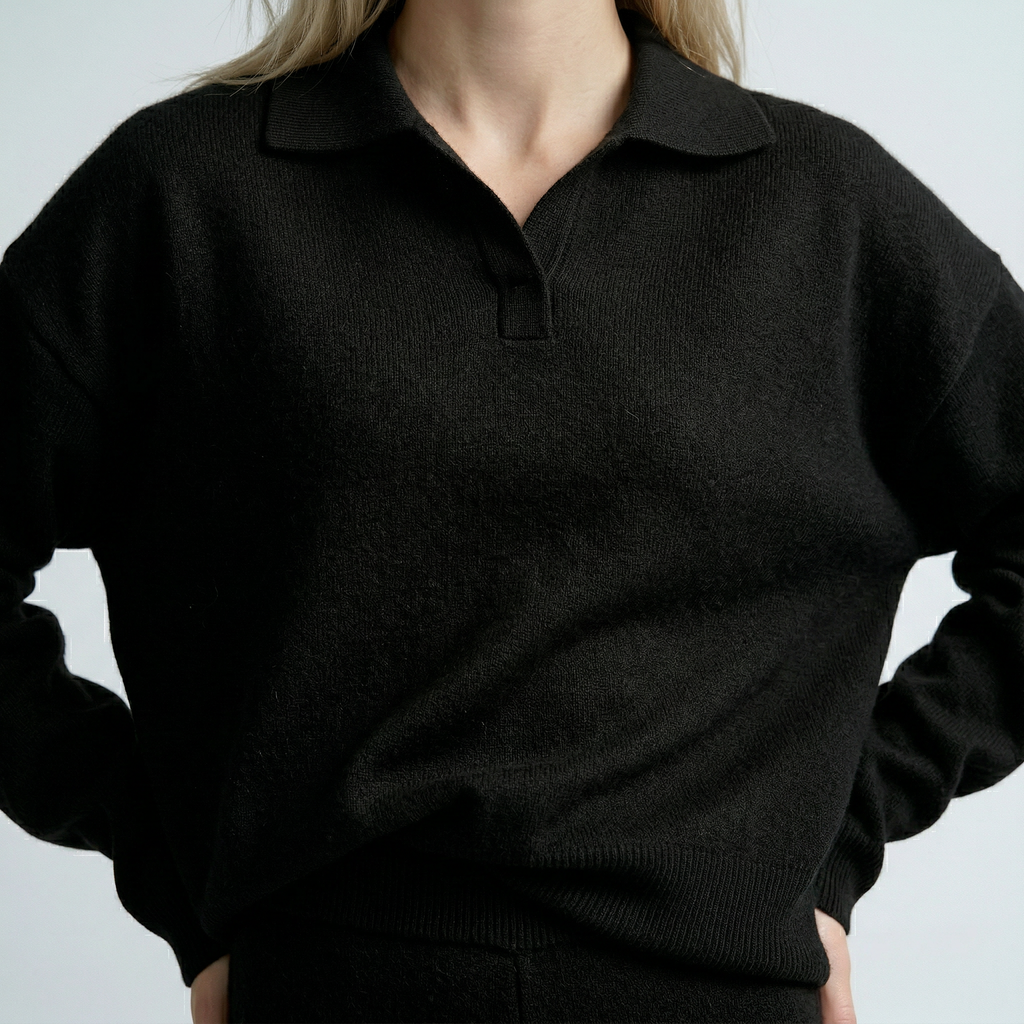 set met lange mouwen top en wide leg broek met hoge taille