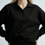 set met lange mouwen top en wide leg broek met hoge taille