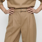 dames set met ronde hals top en rechte broek met hoge taille