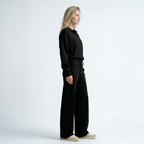 set met lange mouwen top en wide leg broek met hoge taille
