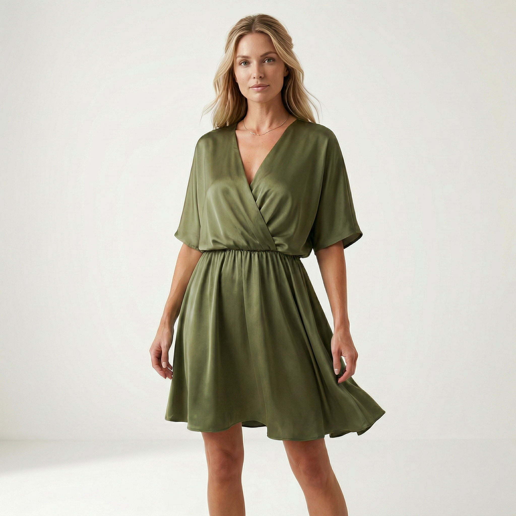 Midi wikkel jurk met V-hals