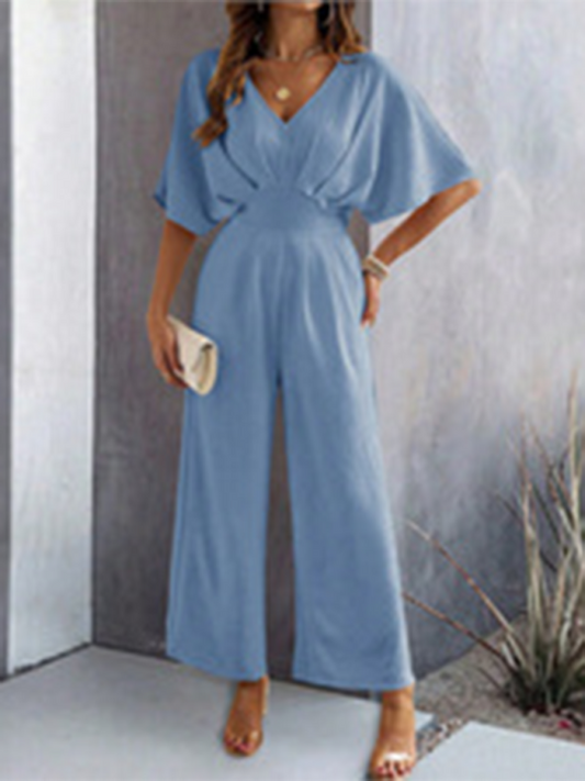 Sofia – Jumpsuit Met Batwing Mouwen En Geplooide Taille