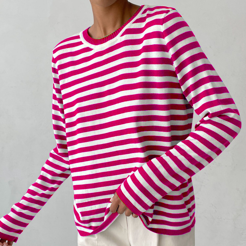 Elin - Gestreept dames sweatshirt met lange mouwen en O-hals