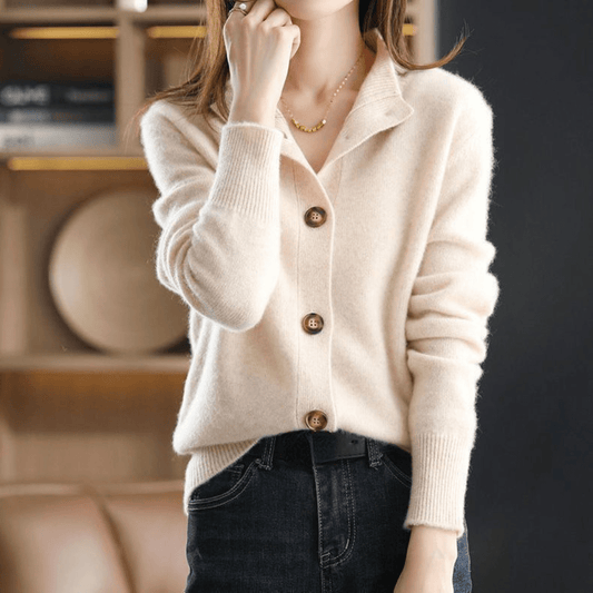 Juliette – gebreid cardigan vest met kraag en knopen