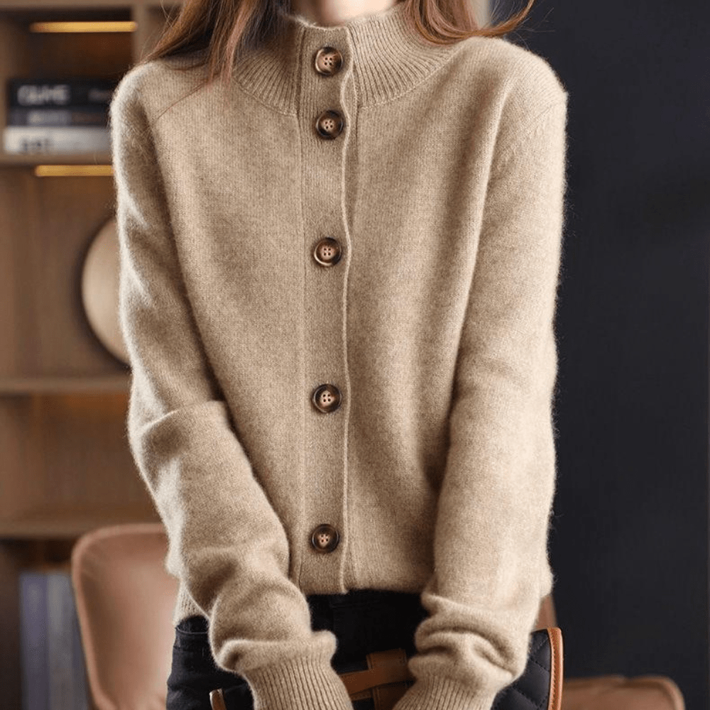 Juliette – gebreid cardigan vest met kraag en knopen