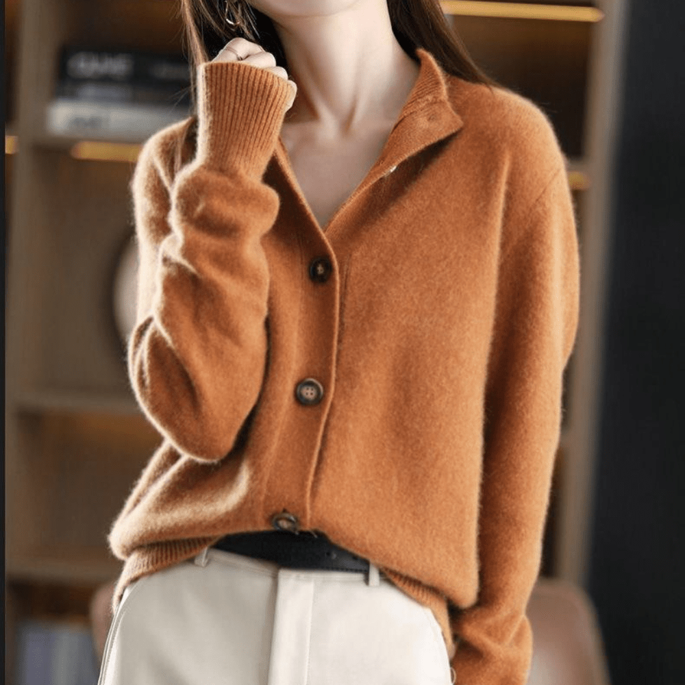 Juliette – gebreid cardigan vest met kraag en knopen