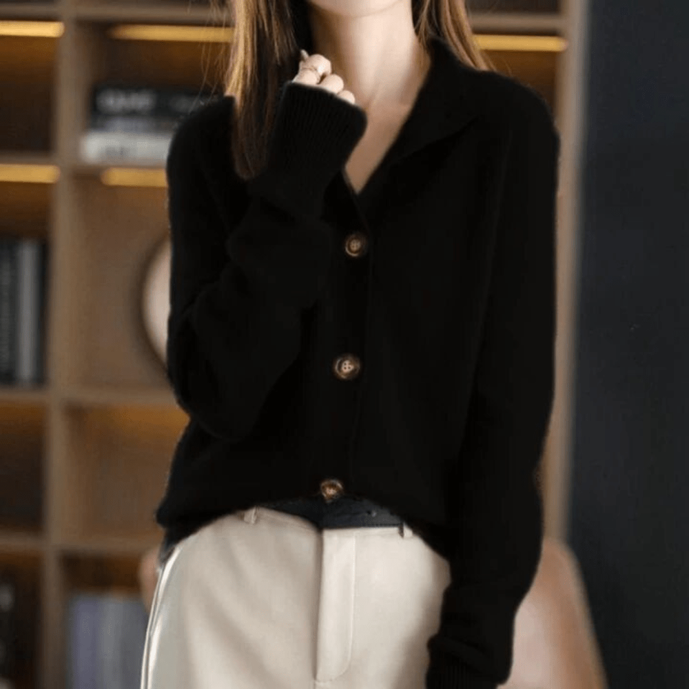 Juliette – gebreid cardigan vest met kraag en knopen