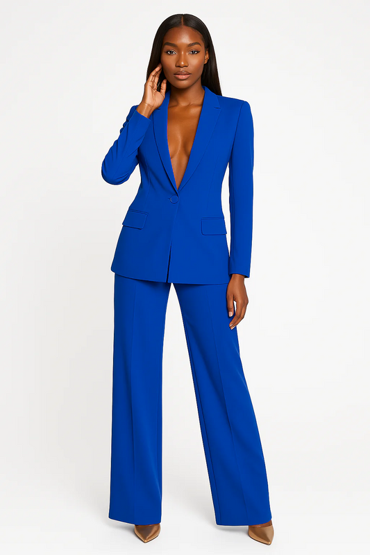 Claire – dames pak met single-breasted blazer en flared broek