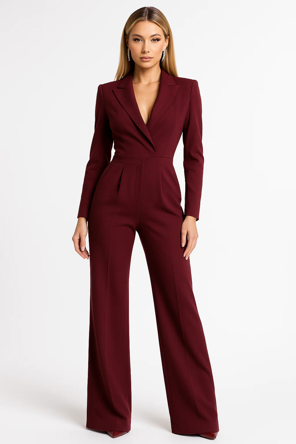 Mireille – Blazer Jumpsuit Met V-hals En Wide-leg Pasvorm