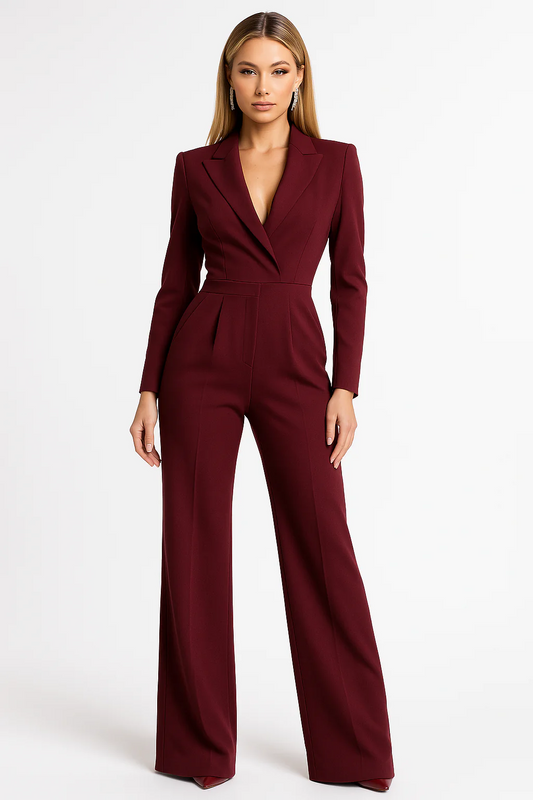 Mireille – Blazer Jumpsuit Met V-hals En Wide-leg Pasvorm