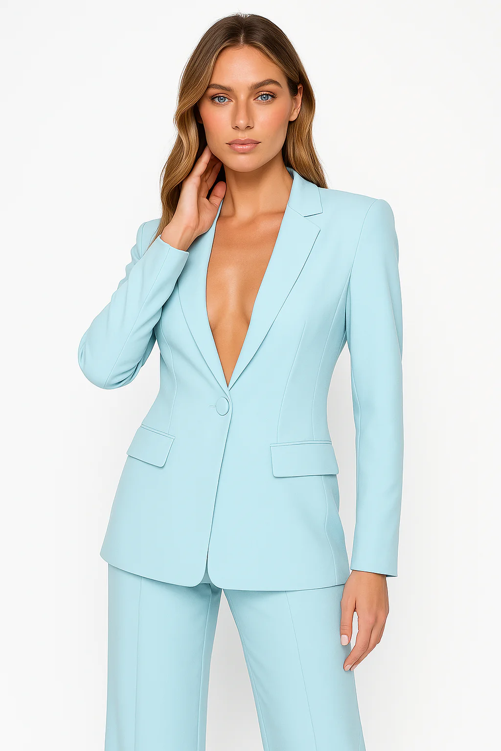 Claire – dames pak met single-breasted blazer en flared broek