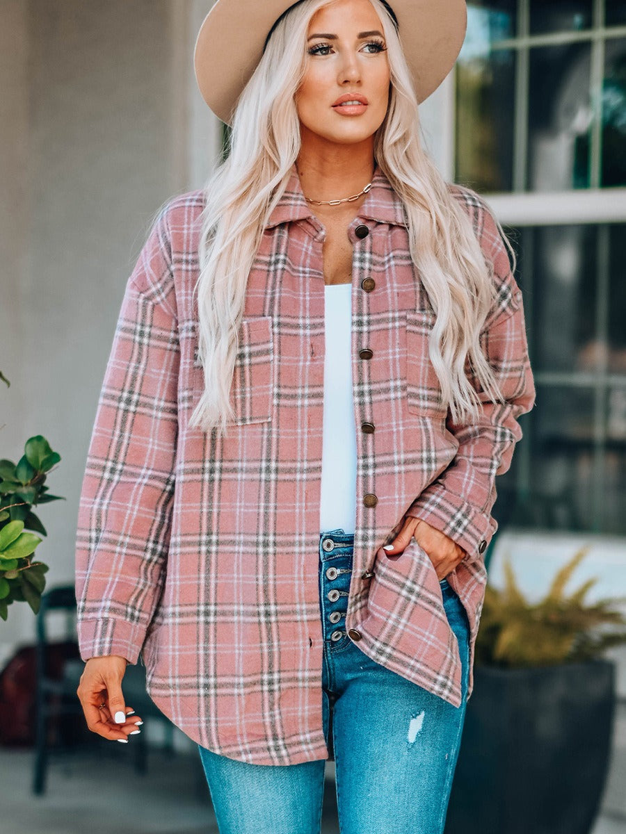 Mathilde – oversized cardigan vest met ruitpatroon en knoopsluiting