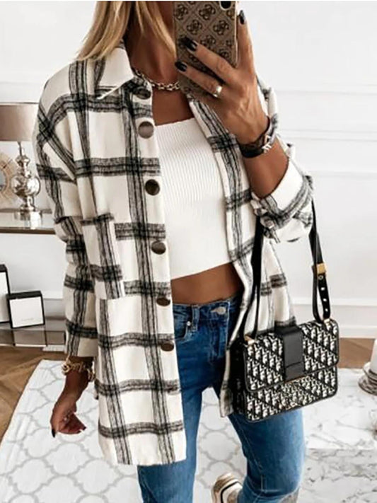 Mathilde – oversized cardigan vest met ruitpatroon en knoopsluiting