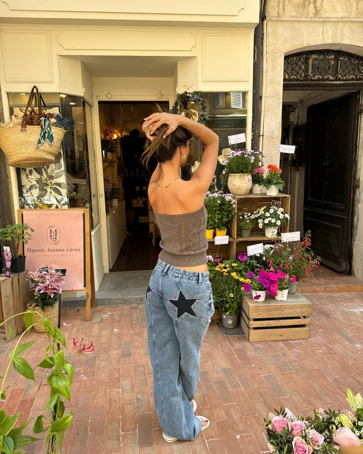 Sarah - Low-rise Denim Jeans Met Geborduurde Ster