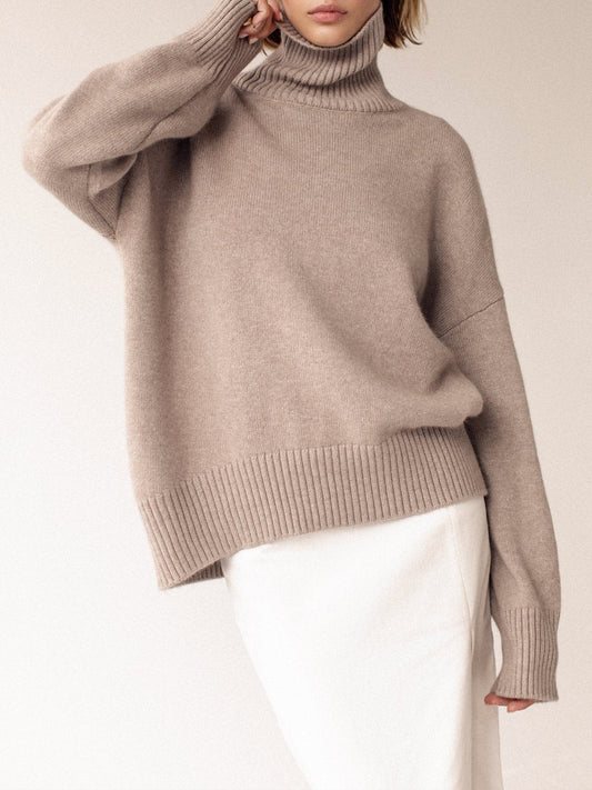Harper – zachte oversized coltrui van zware knit met ribdetails