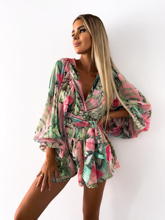 Luna – Zachte Co-Ord Set met V-hals top en high-waisted broek