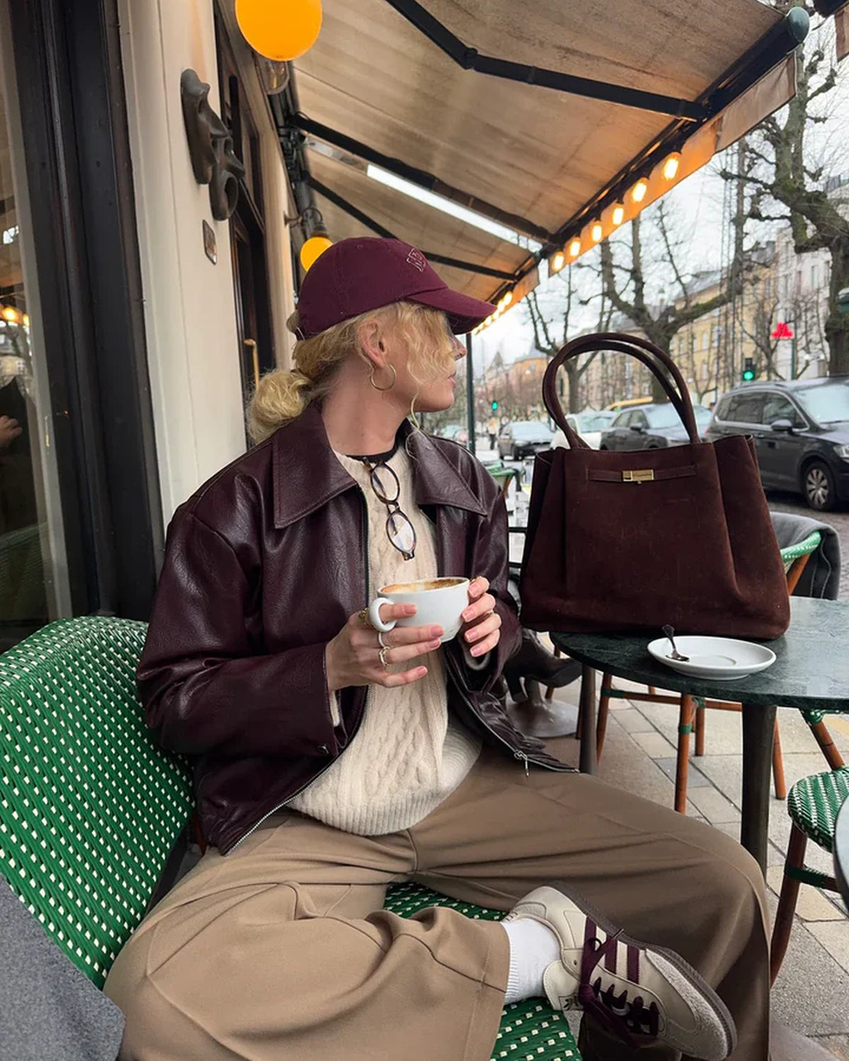 Emmy - Vintage Bordeauxrode Leren Jas