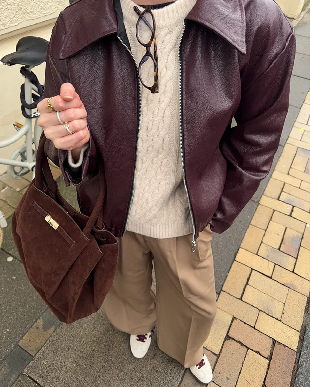 Emmy - Vintage Bordeauxrode Leren Jas