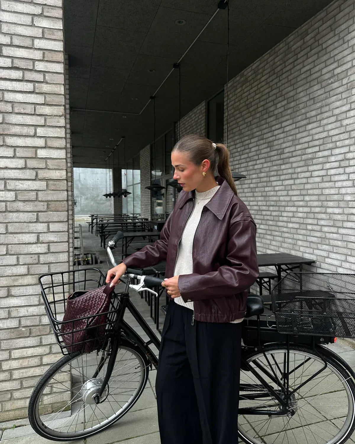 Emmy - Vintage Bordeauxrode Leren Jas