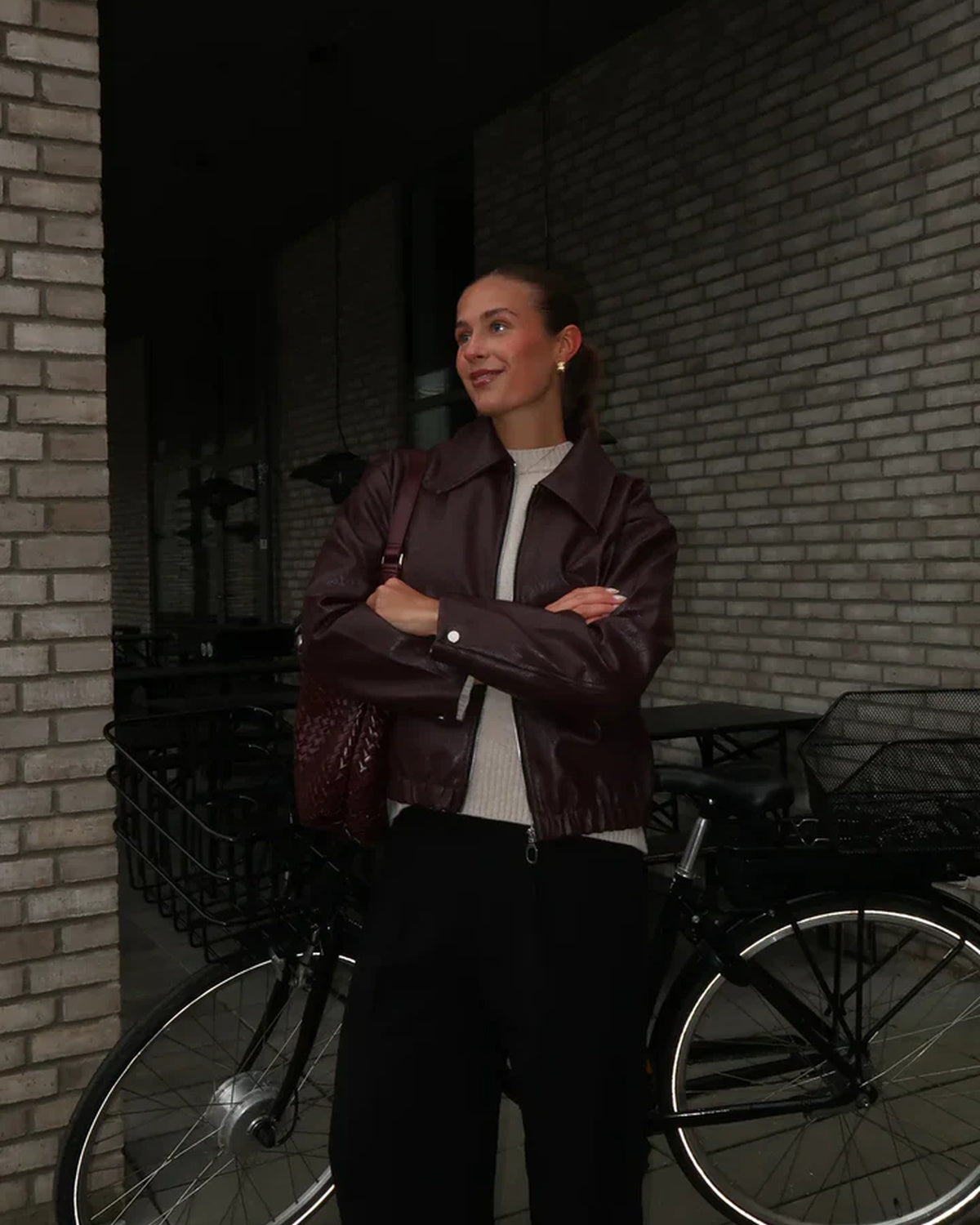 Emmy - Vintage Bordeauxrode Leren Jas