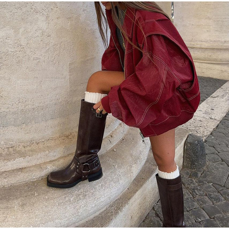 Romy – oversized leren jas