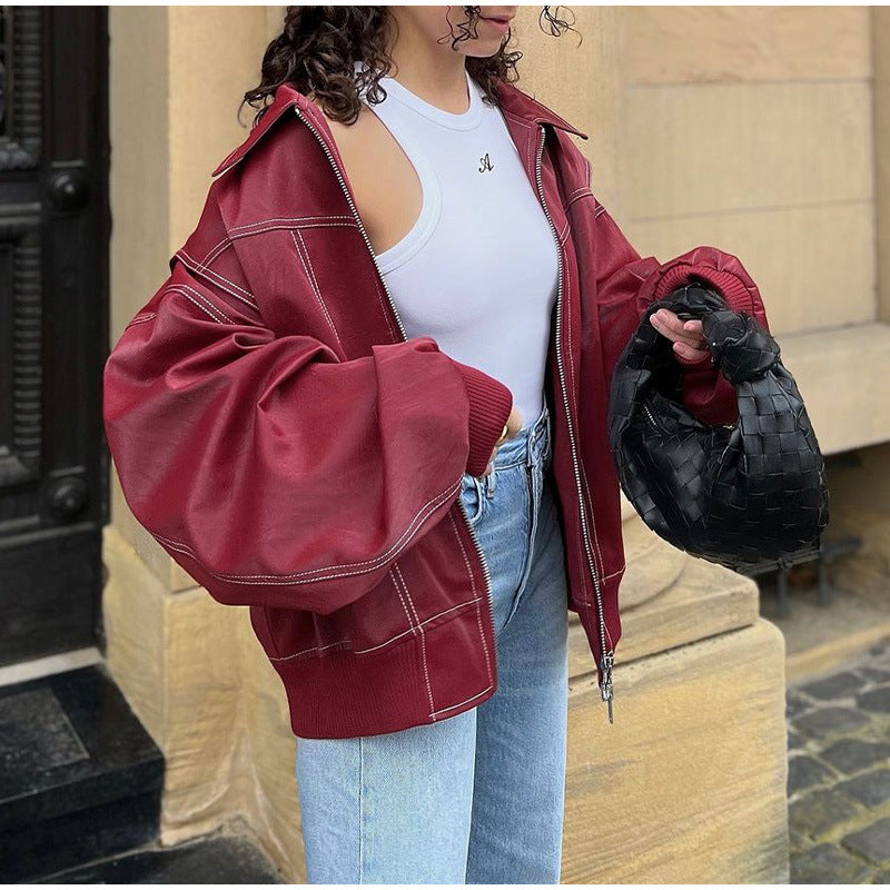 Romy – oversized leren jas