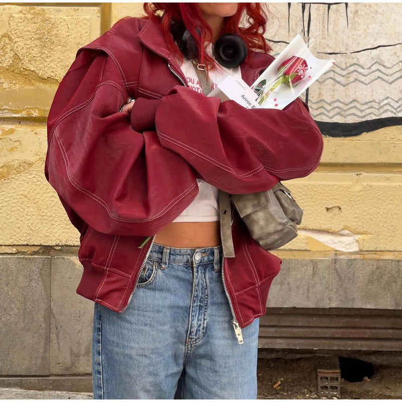 Romy – oversized leren jas