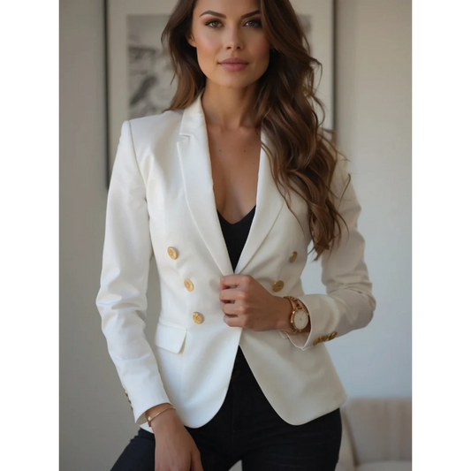 Jill – zwarte katoenen blazer met klassieke snit en zachte structuur