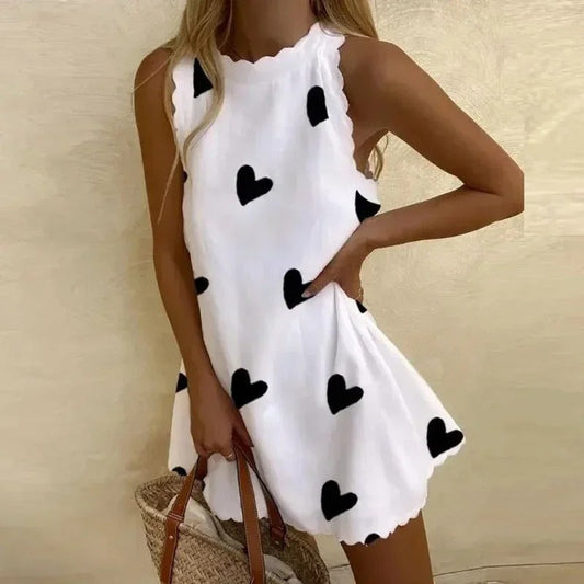 Aiko –  Katoenen Zomer Mini Jurk Met Ronde Hals
