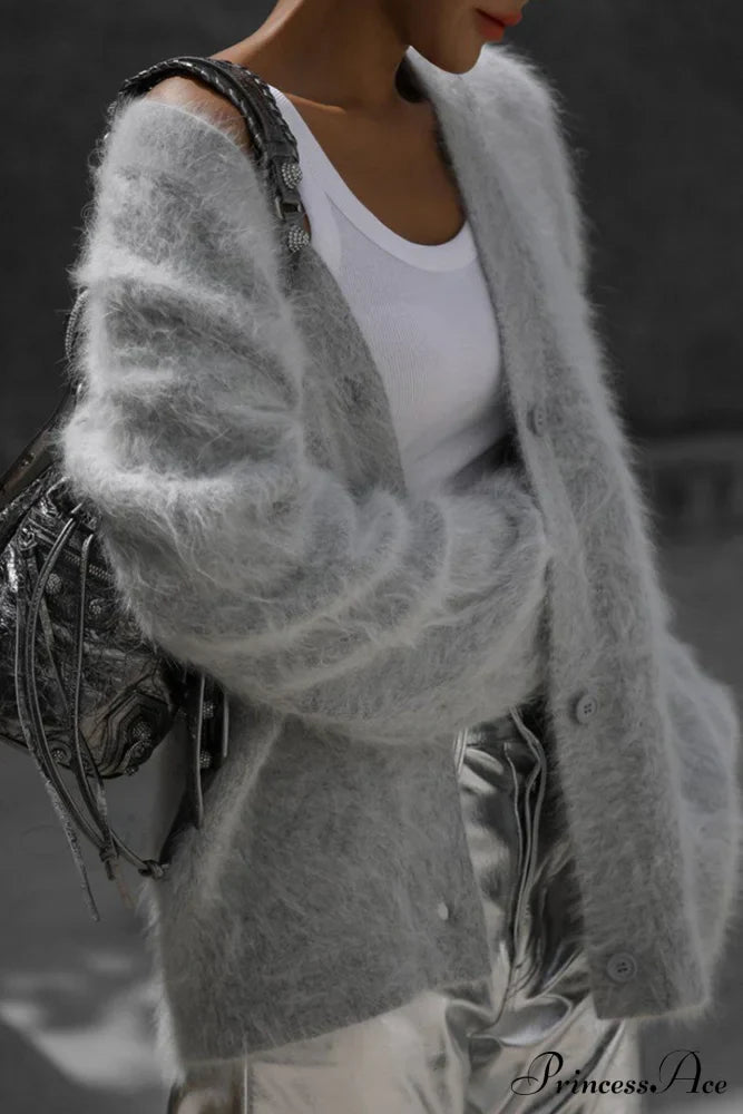 Isabel – faux fur cardigan vest met v-hals