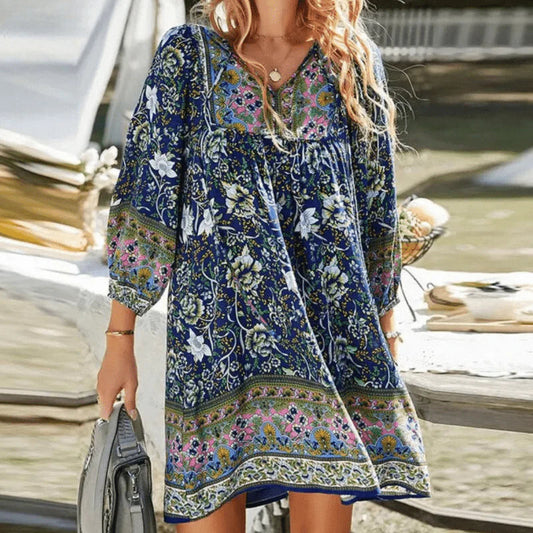 Phina – Boho zomerjurk met bloemenpatroon