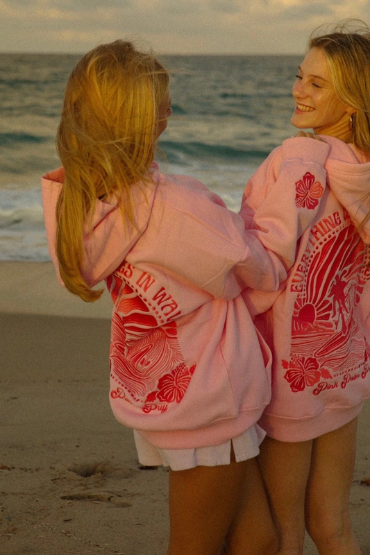 Sunset - Overized Hoodie Met Geborduurde Oceaan En Zon Print