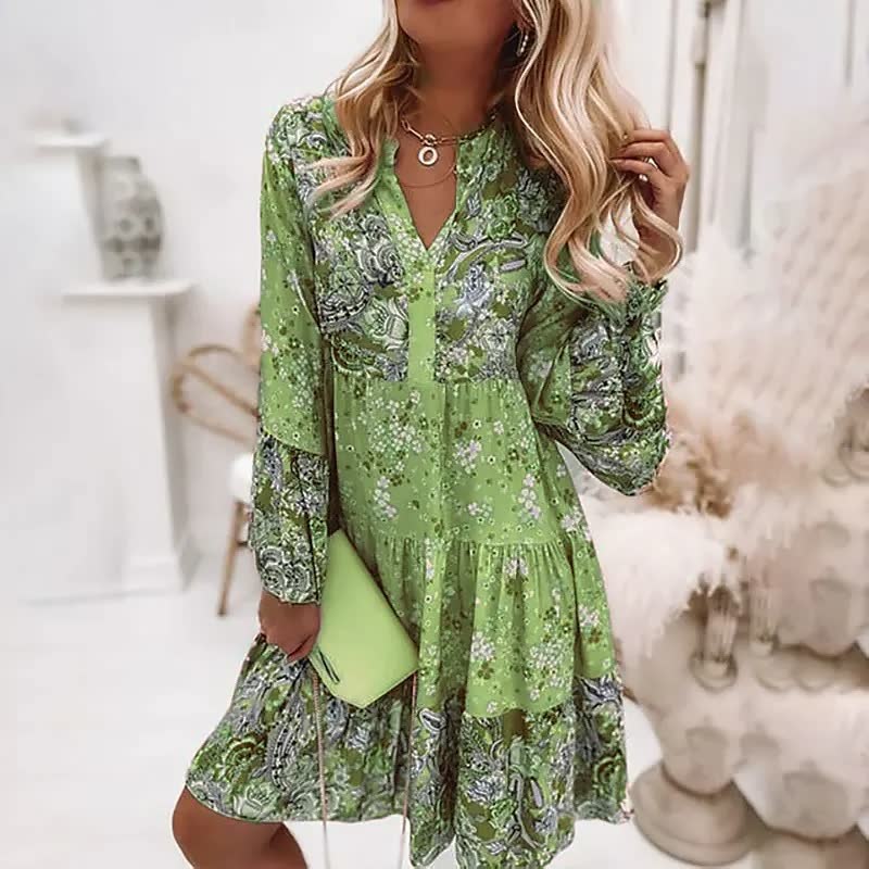 Yara – boho jurk met borduursels en licht uitlopende mouwen