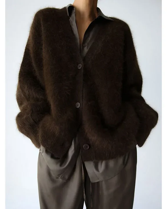 Mara – Gebreide Wollen Cardigan Met V-hals En Lange Mouwen
