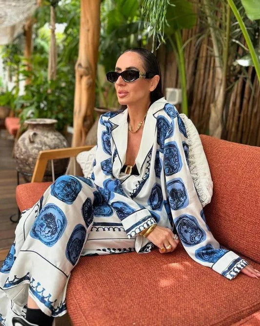 Isabelle – Delftstblauwe Print Oversized Zomer Set