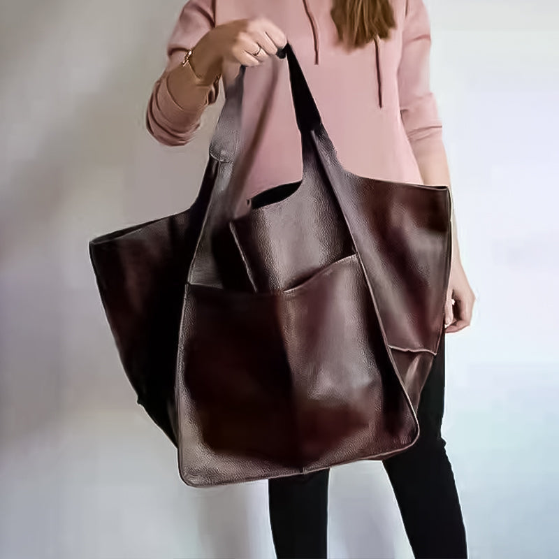 Maya – Oversized Damestas Van Leer Met Dubbele Schouderbanden