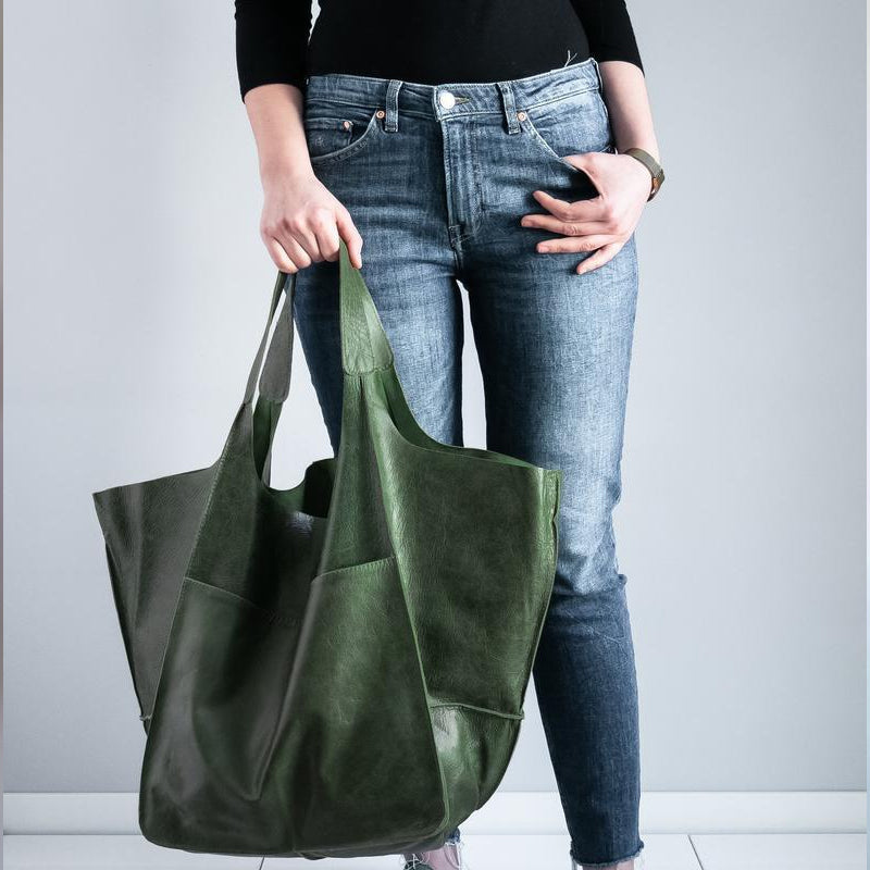 Maya – Oversized Damestas Van Leer Met Dubbele Schouderbanden