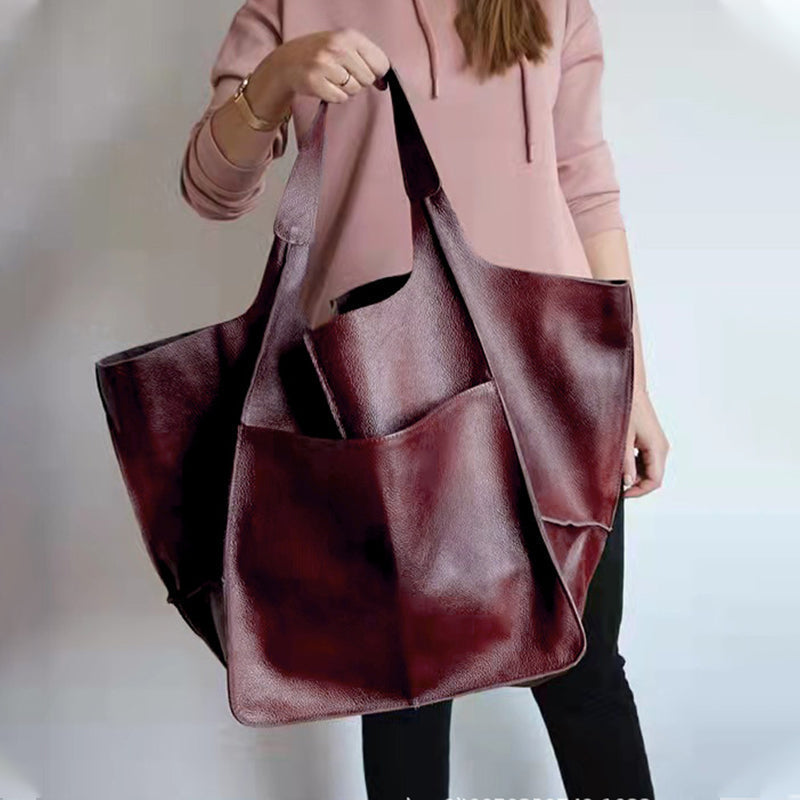 Maya – Oversized Damestas Van Leer Met Dubbele Schouderbanden