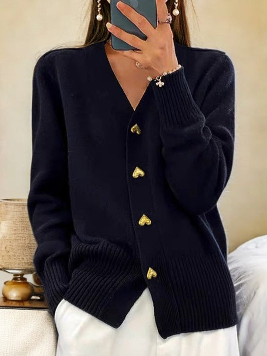 Lina – gebreid cardigan-vest met knoopsluiting